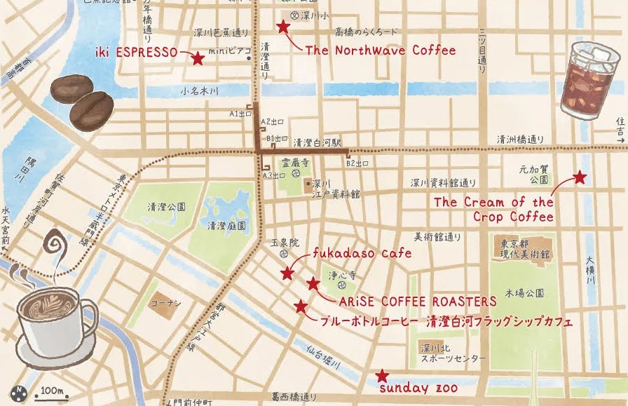 清澄白河駅のカフェマップ